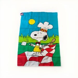 Vtg Peanuts Snoopy 29x41 Lawn FLAG- Bar-B-Q Chef Ready for‎ some Grill Work BBQ